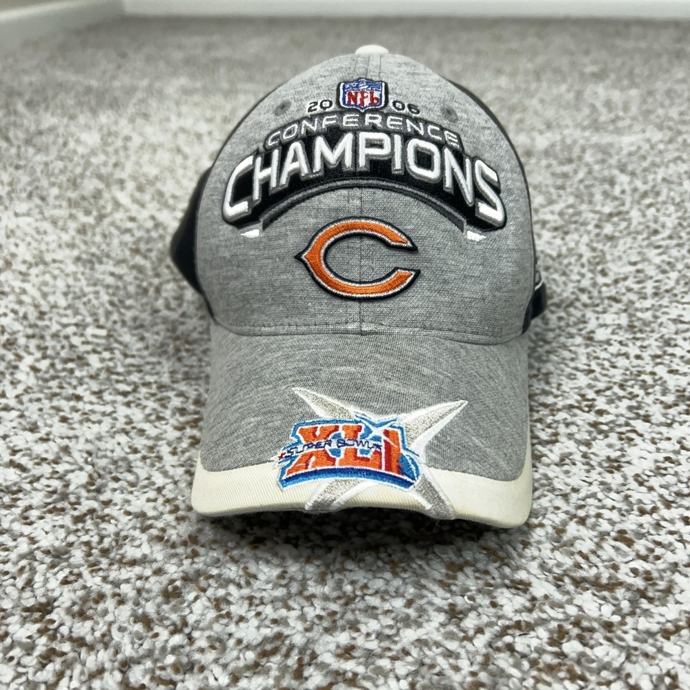 Chicago Bears Hat Cap Strap Back One Size Gray NFL Super Bowl XLI‎ Reebok Sports